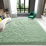 Sage Green Area Rugs 4x6 Rug for Bedroom, Fluffy Rugs for Living Room Rectangular Modern Area Rugs, Soft Plush Carpets for Girls Boys Kids Room Nursery Classrom Rug Home Decor