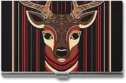 [VFMKT] Slim Metal Business Card Holder Portable Business Card Case Pocket Name Card Holder Red And Brown Reindeer Wallet for Men Women Office Travel