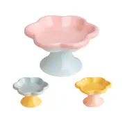 Flower Ceramic Cat Bowl Pet Food Bowl Snack Tray for Cats and Small Pets Feeding