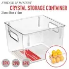 1/2/6x Fridge Pantry Storage Container w/ Handle Clear Plastic Fruit Organiser