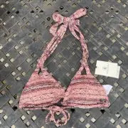 Volcom NWT Wild Daze Orange/Black/White Triangle Bikini Top Size Small.