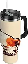 RPLIFE Bully Bulldog Sleeping Cute Cartoon Tumbler with Lid and Straw 30 Oz, Insulated Stainless Steel Coffee Cup for Men Women Travel