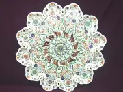 18" White Marble Plate Elephant Real Stones Inlaid Peacock Fine Occasion Gift