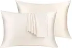 100% Silk Pillow Cases 2 Pack, Mulberry Pillowcase for King, Buff Beige