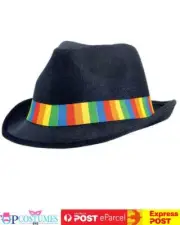 Fedora Verlour Rainbow Pride Burning Man Festival Costume Hat Mardi Gras