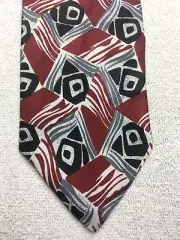 PURITAN MENS TIE RED GRAY WHITE BLACK 3.75 X 58 NWT
