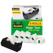 Scotch Magic Tape 6 Rolls with Dispenser Numerous Applications Invisible