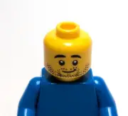 Lego - Minifigure Head - Dual Sided - Stubble Beard, Smile/Closed Eyes