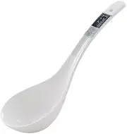 Soup Ladle Ceramic Soup Spoons Long Handle Depth Ladle for Soup Dumpling, Pho, Noodles,Dishwasher Safe-White Bowl ladle