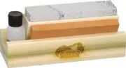 Gatco Arkansas Tri Hone Wooden Base Knife Sharpening Stone Kit 8T001