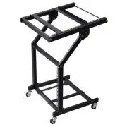 19" DJ Rack Mount Studio Mixer Stand Rolling Stage Cart Adjustable Music Show 9U