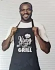 Men's BBQ Apron KING OF THE GRILL adjustable Neck Strap One Size Black Adult NEW