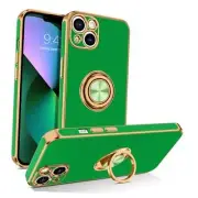 for iPhone 13 Case, Phone Case iPhone 13, Slim Fit 360° Ring Holder Deep Green