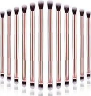 Perthlin 12 Pcs Eyeshadow Smudge Brush 2 in 1 Eyeshadow Double Ended Concealer Brush Under Eye Small Soft Firm Pointed Foundation Makeup Applicator for Blending Liner(Rose Gold)