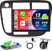 2G+64G for Honda Civic 1996-2001 Car Radio with Wireless Carplay Android Auto - 9 Inch Touch Screen Android 13 Car Radio - GPS/WiFi/Bluetooth/FM/SWC/HD Backup Camera