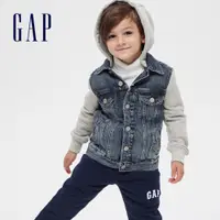 在飛比找蝦皮商城優惠-Gap 男童裝 創意拼接拉鍊連帽牛仔外套-水洗藍(58857