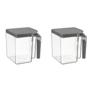 2x Polder Handle-It 2.65L/16cm Storage Canister Pantry Container Clear/Grey