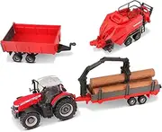 Bburago B18-31668 10 cm Massey Ferguson 8740S Farm Tractor with 3 Trailers, Assorted Designs and Colours