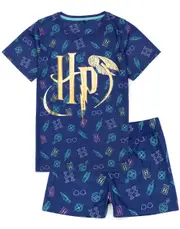 Vanilla Underground Harry Potter Girls Short Sleeve Short Leg Pyjama Set Blue 5-6 Years