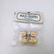 Cat Macrame Bead Painted Wood Maxi Shapes Animal Maxi Cord Chunky Package Of 2