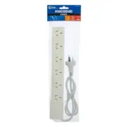 The Brute Power Co 6 1m 10A Board Outlet/Strip Cord/Cable Socket/Port Switch WHT