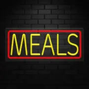 Meals Neon Sign for Retail Displays | LED Flex Neon | 24"W x 10"H x 1"D
