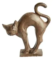 Mr Gecko Cast Iron Hand Made Cat Doorstop Statue Antique Rust
