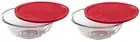 Pyrex Smart Essentials 4-Quart Glass Mixing Bowl with Red Plastic Lid, Pack of 2