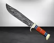 Bowie Knife With Sheath 18 Inch Handmade Damascus Steel Bowie Knife - Razor Shar