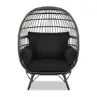 New Outdoor Egg Chair PE Wicker with Legs Large Pod Chair Grey Black