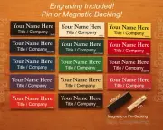 Custom Engraved 1x3 Name Tag ID Badge with Pin or Magnetic Attachment Any Color!