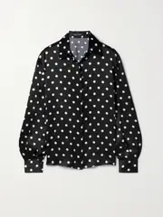 [SERGIO HUDSON] SERGIO HUDSON - Polka-dot Silk-charmeuse Shirt - Black - medium medium Black