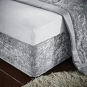Catherine Lansfield Crushed Velvet Double Divan Base Wrap Silver BD/46254/W/BWRAPD/SI