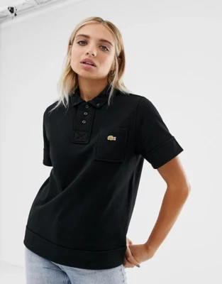 NWT Lacoste L!VE x Opening Ceremony Black Polo Sweatshirt Fleece Lined Uni Sz Sm