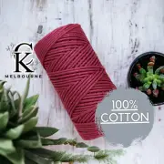 3MM 3ply macrame cord CRIMSON Cotton Soft 3 Strand Twist Rope Yarn Melbourne