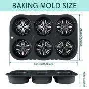 2Pcs Silicone Hamburger Bun Mold 6-Cavity Egg Muffin Baking Pan Non-Stick DeYU