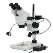 Amscope 7X-45X Binocular Stereo Microscope w Dual Gooseneck LED Lights on Stand