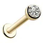 Lip Ring 24K Gold Flat Back With Clear Bezel Set 1 Piece 16g1.2mmx8mmx3 (T/TL/7)