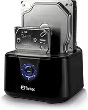 FANTEC The FANTEC DS-X2U3 Gloss Clone & Docking Station is Suitable for 2 x 6.35 cm (2.5") and/or 2 x 8.89 cm (3.5") SATA I/II/III Hard Drives and SSDs., 2494, Black