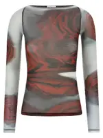 [Jean Paul Gaultier] Jean Paul Gaultier-The Red Blurry Roses Top Multicolor-Donna XS