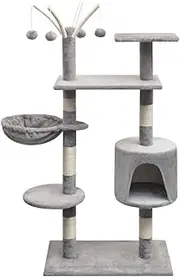 Cat Tree with Sisal Scratching Posts 125 cm Grey,Cat Furniture 8.1KG-170480