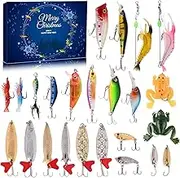 Fishing Advent Calendar, 2024 Fishing Lure Advent Calendar 24 Days Christmas Countdown Fishing Tackle Advent Calendar Fishing Tackle Advent Calendar for Fishing Lover, Adults, Friend (Style A)
