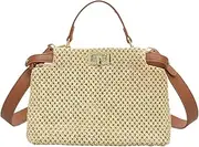 [Halemet] Straw Bag Beach Bag for Women Small Tote Bag Straw Shoulder Bag Chic Handbag Satchel Crossbody Bag Purses 2023