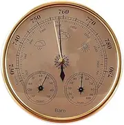 3 in 1 Weather Station for Indoor and Outdoor Use, Dial Type Barometer Thermometer Hygrometer, Home Barometric Pressure Measures Simplicity & Easy Reading (Metric),Gold