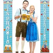 Oktoberfest Decorations Banner Sign October Festival Party Decorations Bavarian Check Flag Porch Welcome Banner Flags Decor for German Parade Beer Festival Par