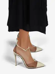 Cream Patent Pointed Toe Heels