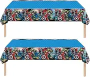 ZSYIULIA 2Pcs Superhero Party Disposable table cloth for Boys Birthday,Superhero Avengers Cartoon Party Decorations Table Cloth for Avengers Theme Table Party Favor