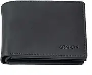 [Arnate] Mens Slim Black Genuine Leather Wallet RFID Blocking Bifold 6 Cards 2ID Windows Black Brown Tan (Black)