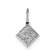 Sterling Silver Rhodium Diamond Square Pendant