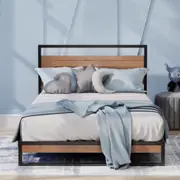 Zinus Single Ironline Metal and Solid Wood Bed Frame Base